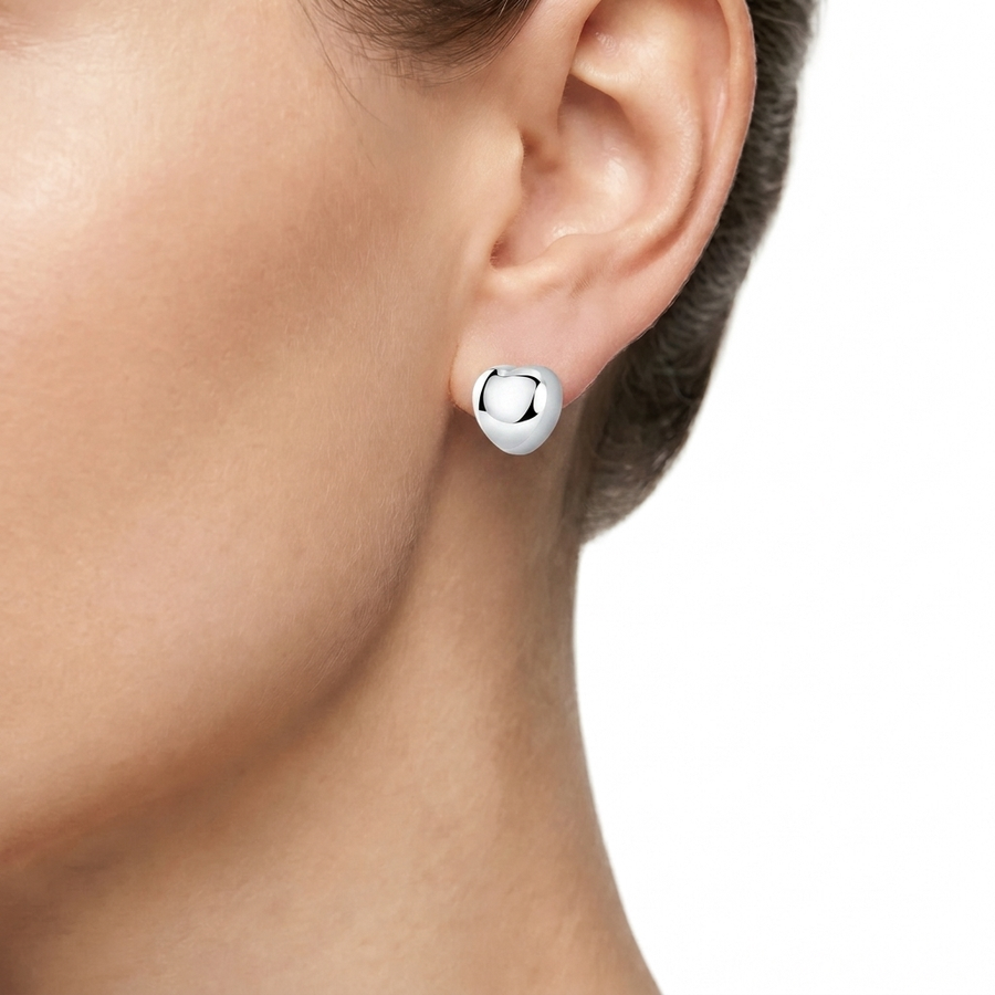 Woman Bold Trendy Heart Steel Earrings